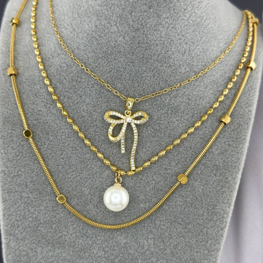Collana " fiocco" Con Zirconi Bianchi
