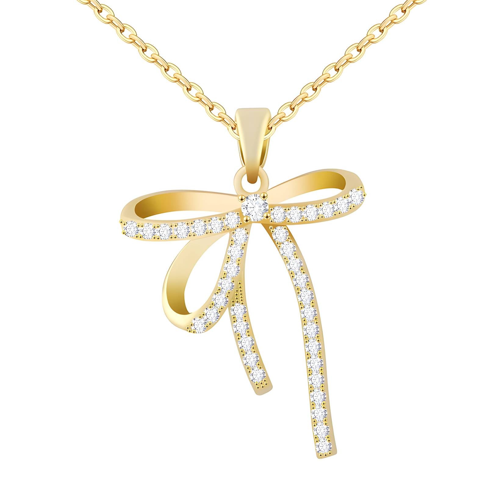 Collana " fiocco" Con Zirconi Bianchi